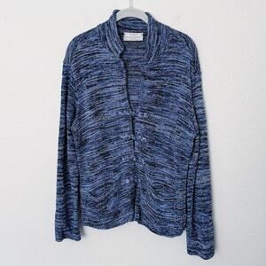 [Vintage] Brenda French Rags Blue Space Dye Knit Cardigan Sweater Size Medium M